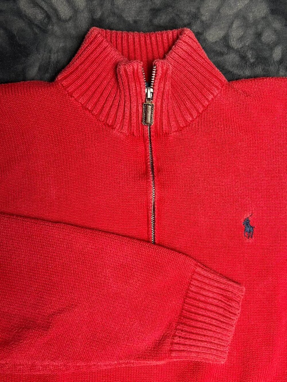 Polo Ralph Lauren Cotton Quarter Zip Sweater Xl Red Pullover READ